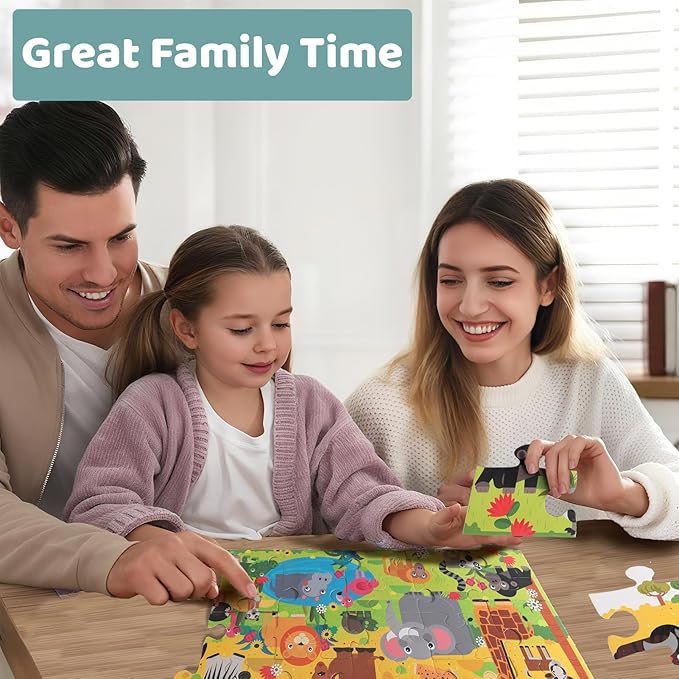 Jumbo Floor Puzzle for Kids, Large Jigsaw Puzzles 35 Piece for Kids Ages 3-5,Preschool Learning & Education Toys, Gifts for 4-8 Year Old Boys and Girls (Jungle Animals)