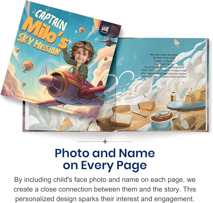 ELFINK Personalized Children Story Books - Captain's Sky Mission - Customized Name & Photo - Baby Gifts - Children Bedtime Story (Soft Cover)