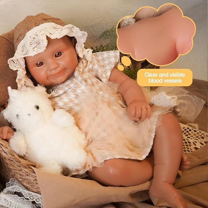 Reborn Baby Dolls Silicone Full Body 18.1in Weighted Real Life Open-Eyes Girl Dolls Lifelike Newborn Baby Soft Body Flexible Limbs Not Vinyl
