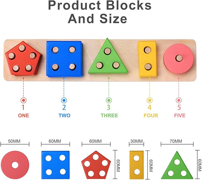 Toddler Toys for 1 2 3 4 5 6 Year Old Boys Girls Birthday Gifts,Montessori Wooden Educational Toys for Kids Learning Puzzles Shape Sorter Toy