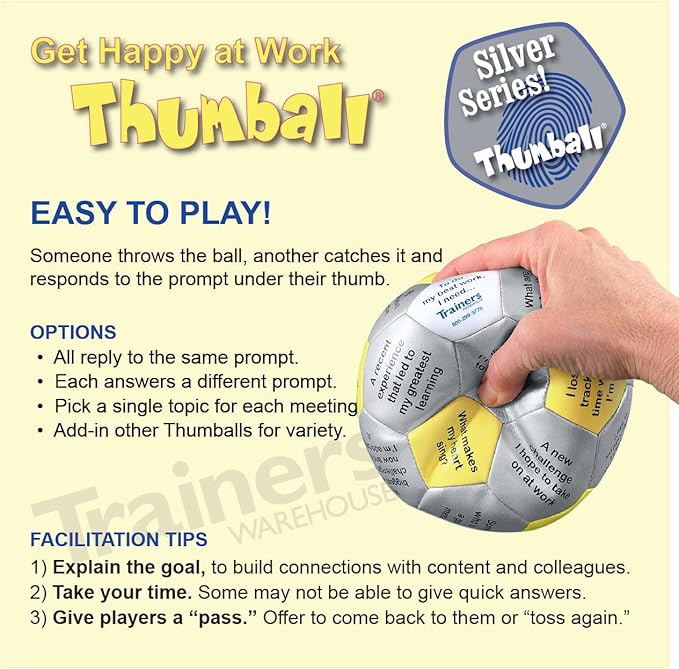 Trainers Warehouse 6" Thumball Collection, 32 Prompts for Conversation, Team Building, Relationship and Training
