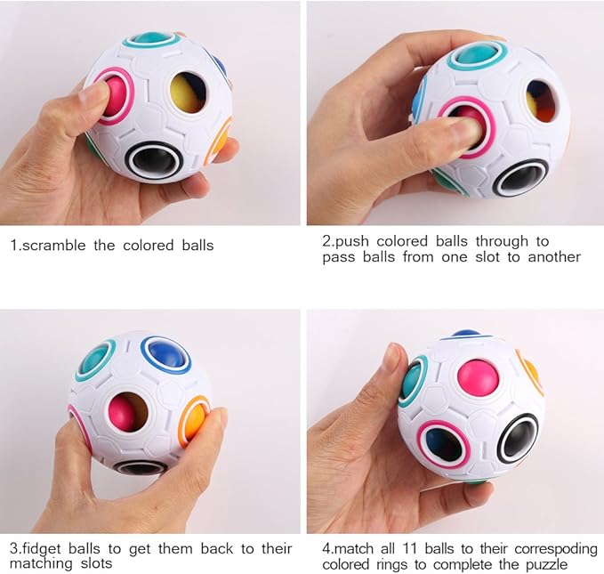 Coogam Rainbow Puzzle Ball Pack with Pouch Color-Matching Game Toy Stress Reliever Magic Ball Brain Teaser for Kids and Adults, Children, Boy, Girl Holiday Set of 2