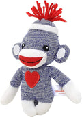 Adorable Sock Monkey 6 Inches, The Original Traditional Hand Knitted Stuffed Animal Toy Gift-for Kids, Babies, Teens, Girls and Boys Baby Doll Present Puppet (Blue)