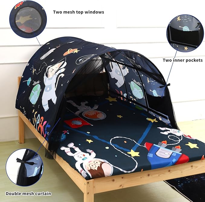 Bed Tent for Kids Lucky Castle Toddler Bed Tent Foldable Game House for Children Play Tents for Girls Boys Sleeping Canopy Playhouse