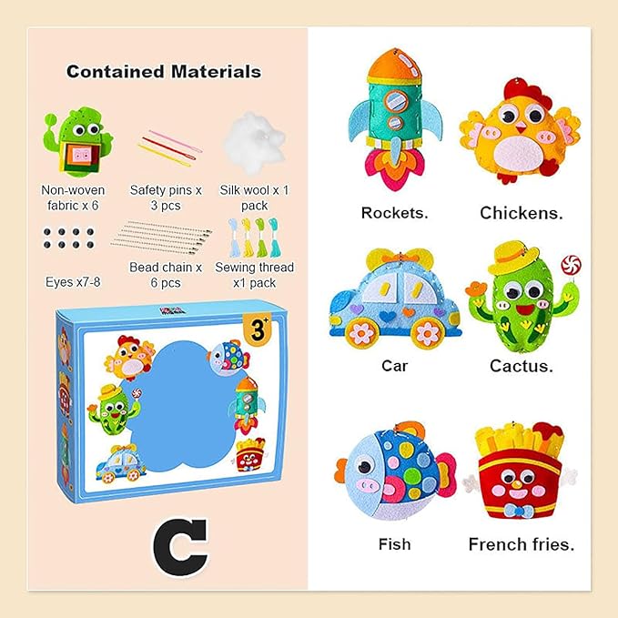 Whateveri DIY Doll Sewing Toys, Whatever Sewing Kit, Sewing Kit for Kids, My First Sewing Kit, Weaving Loom for Kids, Sew Fun Animals Kit, Handmade Kids Sewing Crafts DIY Kits Kids 8-12 (A Set)