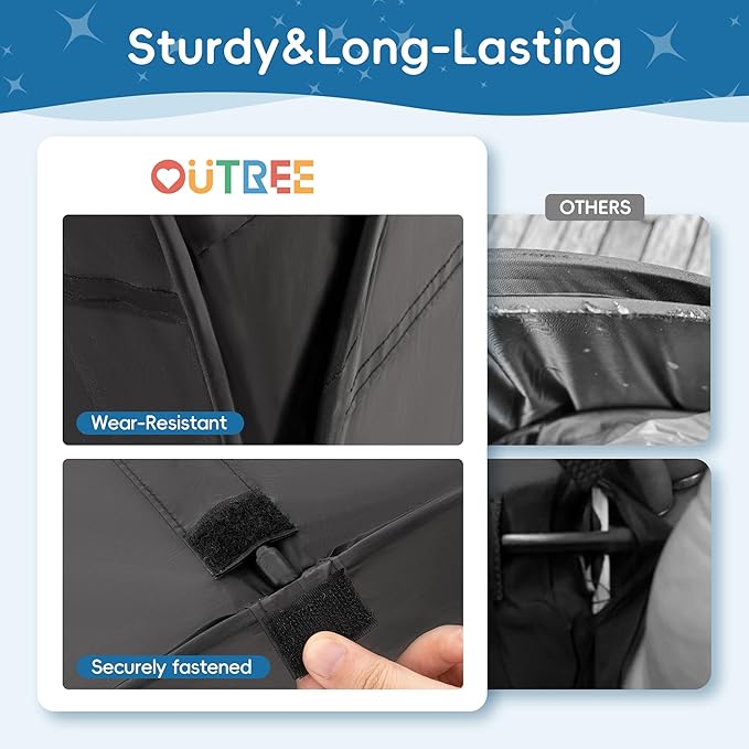 OUTREE Sensory Tent 47 * 47 * 47 in, Black Print, Sensory Room for Kids with Autism, Pop Up Play Tent