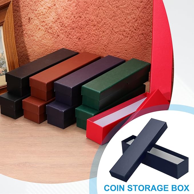 PATIKIL Coin Storage Box, Coin Collecting Cardboard for Collectors, Blue, 3 Pcs