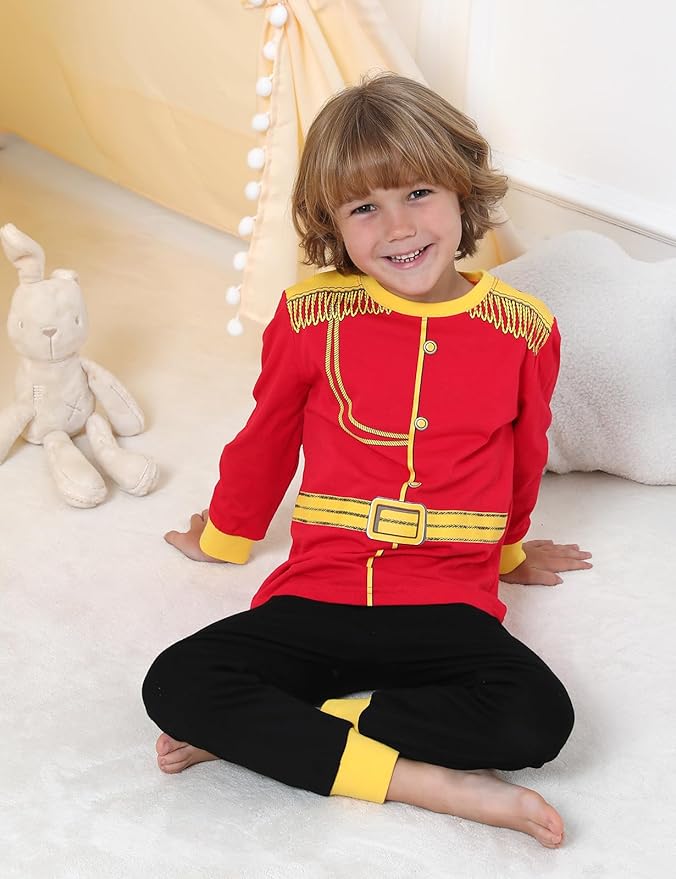 A&J DESIGN Pure Cotton Printed Pjs for 2-14 Years Kids, 2-Piece Long-Sleeved Pajamas Set