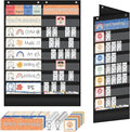 Daily Schedule Pocket Chart, Emotions Feelings Pocket Chart for Kids, Visual Schedule Chart Attendance Pocket for Classroom Office Preschool Activity(Lesson and Feeling Pocket-Black)