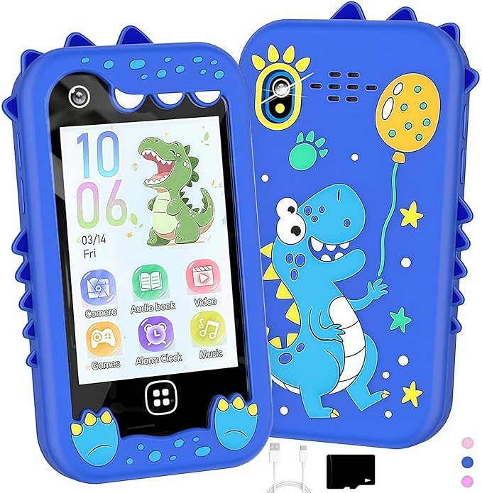 Kids Smart Phone for Girls, Kids Toys Cell Phone 2.8" Touchscreen Toddler Learning Play Toy Phone with Dual Camera, Game, Music Player, 8GB Card Birthday Gifts for Girls Boy Age 4-12 (Blue)