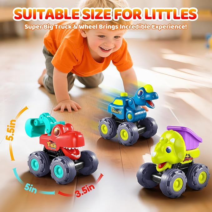 OCATO Dinosaur Monster Trucks for Toddlers 2-4 Years Kids Toy Boys 3-5, Dinosaur Toys for Kids 2 3 4 5 Year Old Boy Girl Birthday Gift Xmas Stocking Stuffers Baby Toddler Boy Toys Gifts Age 2 3 4