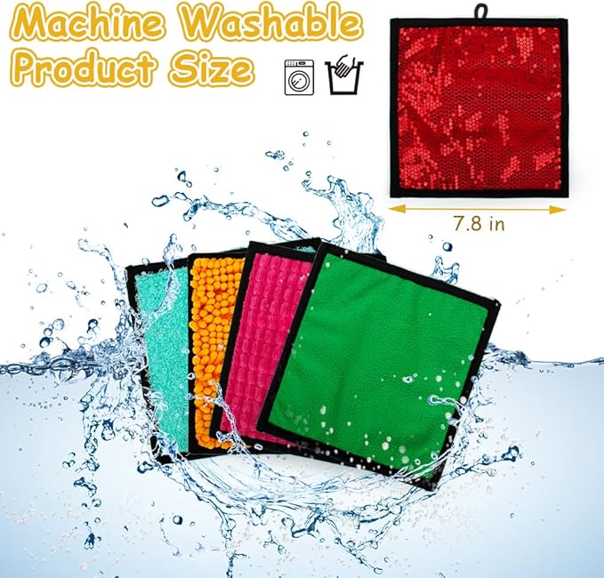 16 Set Sensory Mini Mats Assorted Textured Sensory Floor Tiles - Sensory Walls, Early Sensory Exercise Sensory Mats Sensory Toys for Autistic Children Kids Baby Toddler Fidgeting Activity