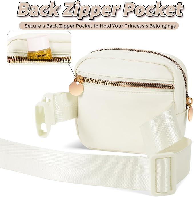 Party Favors Bags for Kids 4-8, Mini Fanny Pack Cute Crossbody Bags for Girls - Cream