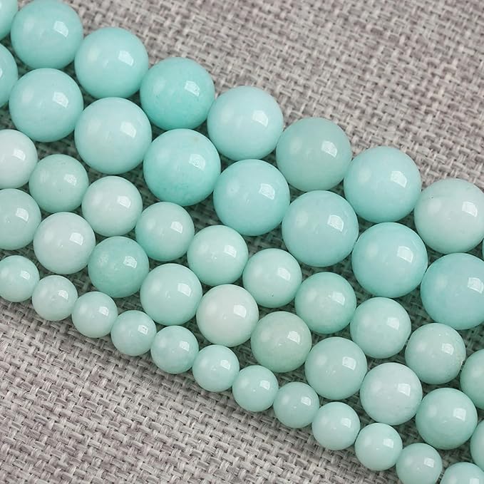 90PCS 8MM Natural Stone Amazonite Chalcedony Loose Beads for Jewelry Making DIY Bracelet Necklace 2 Strands