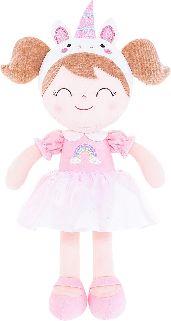 Gloveleya Unicorn Plush Doll – Spring Girl Baby Doll Gifts, Soft Stuffed Unicorn Toy, Pink Fantasy Plush Doll for Girls, Birthday Present, Nursery Decor, 14 Inch