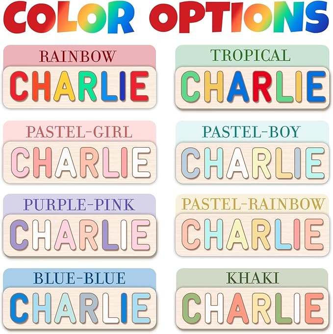 Wooden Name Puzzle for Kids Personalized, Easter Gifts for Toddlers,Easter Basket Stuffers, 1st Birthday Gifts, Early Learning Toys for Baby Boy or Girl, Educational Toys Wooden Toddler Puzzles