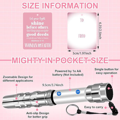 12 Sets Christian Gifts for Women Bulk Woman of Faith Gift Scripture Flashlight Keychains with Bible Verse Card for Women