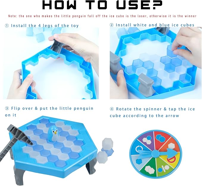 Save Penguin Break Ice Frozen Game for Kids, Meroqeel Protect The Iceberg Dont Let Penguins Trap on Ice Icebreaker Board Games Toy for Adults Family Childrens Kid Ages 4-8 with Cubes and Hammer