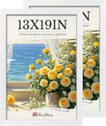 13x19 Picture Frame 2 Pack, White Solid Wood, Wall Gallery Poster Frame
