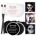 Black and White Face Paint,Halloween Face Painting for Adults and Kids,Oil Based White Body Paint with 2 Brushes for Clown Zombie Vampire Skeleton Cosplay,100g/3.53 oz