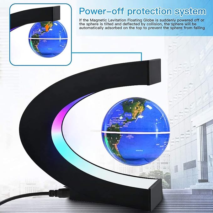 Magnetic Levitation Globe with LED Light, Cool Gadgets Floating Lamp Globe Decor, Cool Gifts for Men/Father/Husband/Boyfriend/Kids/Boss, Great Technology Graduation Gifts Valentine's Day Gift (Blue)