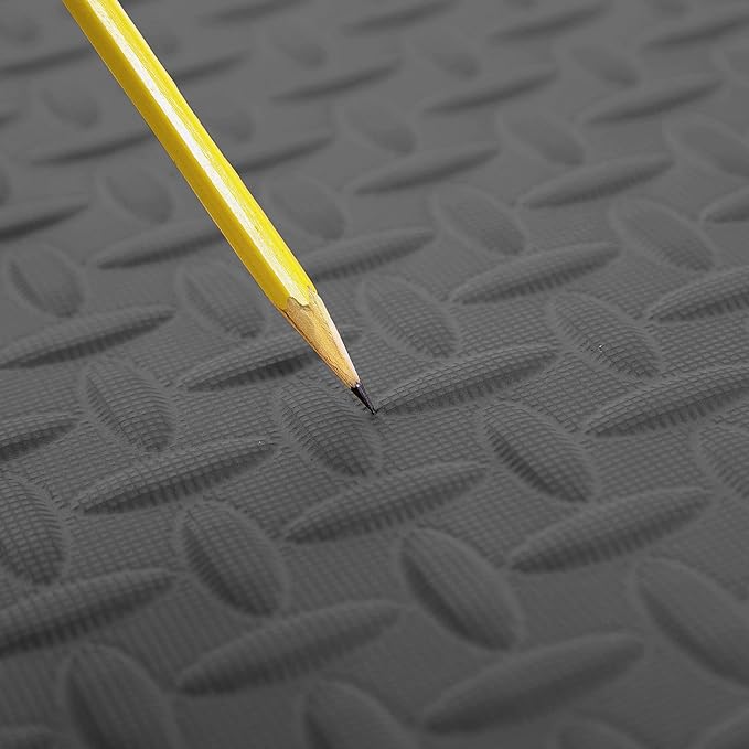 IncStores 1/2 Inch Thick Diamond Soft Foam Flooring Tiles | High-Density Interlocking Foam Tiles for Rugged Style in Your Home Gym, Playroom, and More | Black, 16 Tiles