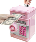 Piggy Bank Electronic Mini ATM for Kids Toy, Safe Money Saving Box Coin Banks Password Code Lock for 3-14 Years Old Kids, Boys Girls Ideal Gift (Light Pink)