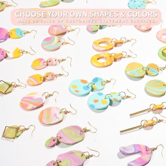 Patemby 183PCS Polymer Clay Earring Making Kit for Art Crafts Gifts Teen Girls and Adults, Ages 8-12 Year Old DIY Polymer Clay Earring Jewelry Craft Making Gift Set