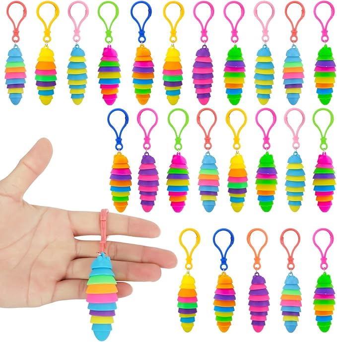 bairimeng 24 PCS Sensory Slug Toys, Articulated Stretch caterpillar toy, Anxiety Relief fidget Slug toy, Novelty Party Favors for Kids.