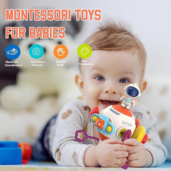 Busy Activity Cube Toys for Babies, Montessori Sensory Toys for toddlers1-3,Car seat, Baby Birthday Gift, boy and Girl Education and Learning Toy