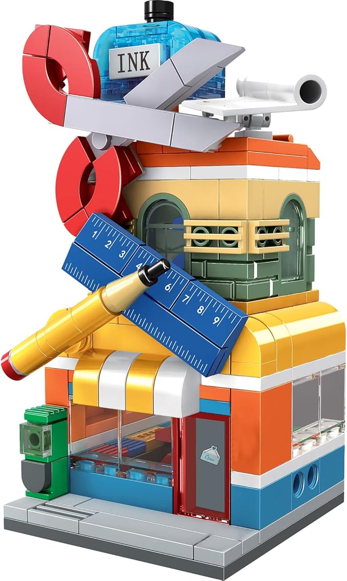 Brick Loot Exclusive Mini City Art School Supply Store – Custom Designed Model Building Kit – Creative Educational Toy for Kids & Adults