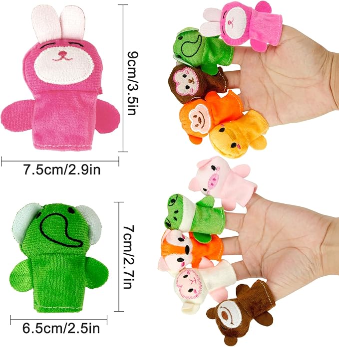 Sealive 10-PCS Finger Puppets for Toddlers Story Time - Soft Velvet Forest Animals Puppet Toys - Perfect for Role Playing, Classroom Learning, Party Favors, Travel, Therapy, Imagination Building