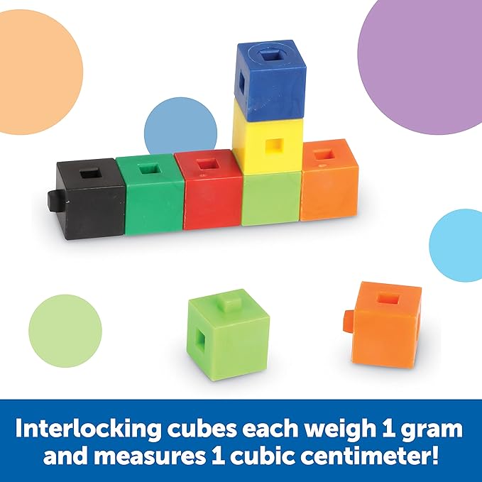 Learning Resources Interlocking Gram Unit Cubes - 1,000 Pieces, Ages 6+ Math Classroom Teaching Aids