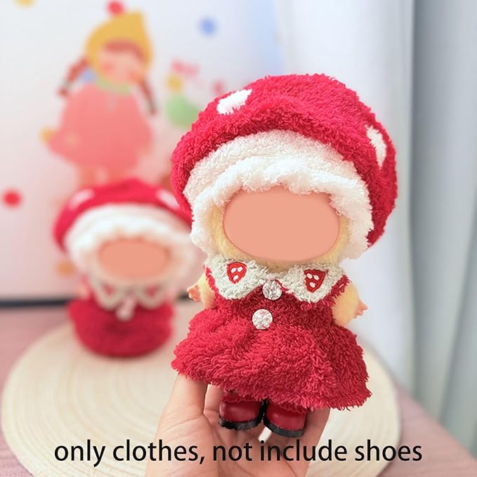 17CM Doll Clothes Set Red Dress + Red Hat, Fashion Cute Dress-Up Clothes for Doll Accessories Outfit(No Doll Included)(LBB Clothes 10)