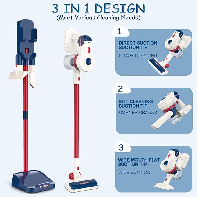 Fistone Kids Cleaning Toy Set for Toddlers, 12 Pcs Vacuum Cleaner, Sweeper, Bucket, Mop, Pretend Home Cleaning Play Set Gifts for Boys & Girls