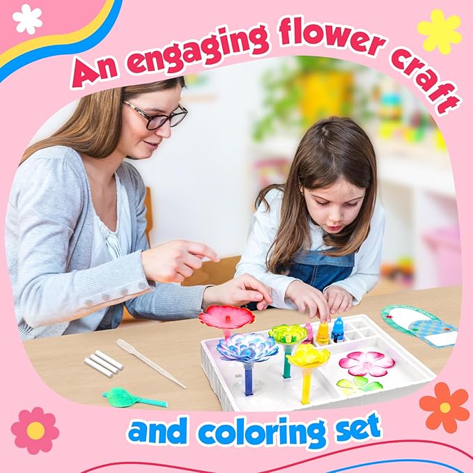 SkilLify Flower Craft Kits,DIY Paper Arts and Crafts Bouquet Toys for Kids, Create 3D Color Changing Blossoms, Educational Science Activity Preschool,Birthday Gifts for 4 5 6 7 8+Year Old Girls & Boys