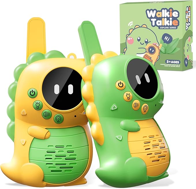 Topsolid Kids Toys Walkie Talkies for Kids 2 Pack, Dinosaur Walkie Talkie with Flashlight, 1000FT Range for Boys Girls Ages 3-12, Outdoor Camping Hiking Gift.