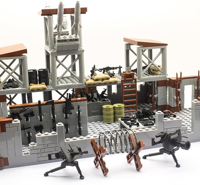 500+ Pcs Military Base Building Brick Sets Include Defence Base Guard Tower for Army Mini Figures, Weapon Pack Accessories Kits Toys, Guns Weapons Building Block Toy for Kids