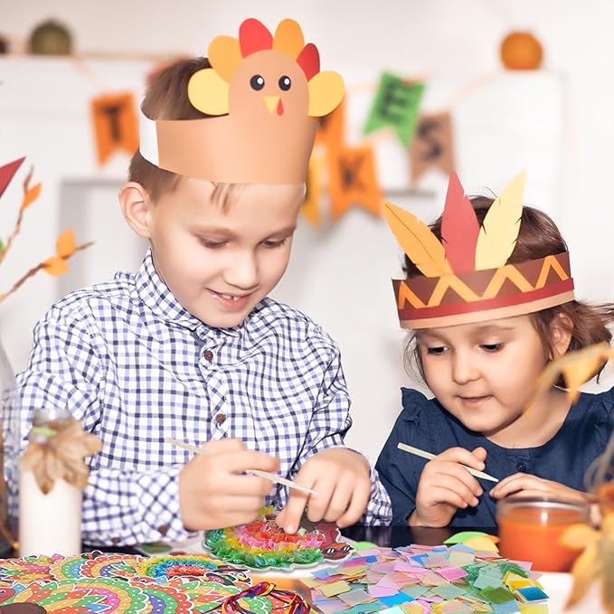 Fennoral 24 Pack Thanksgiving Turkey Crafts Kit for Kids Make You Own Turkey Poke in Arts and Crafts DIY for Boys Girls Classroom Activities Fall Decoration