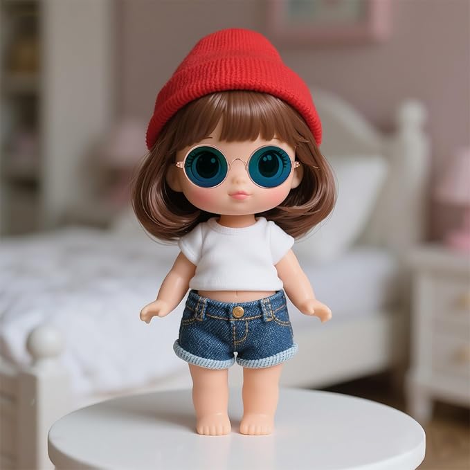 4pcs Mini Doll Glasses, Cute Tiny Sunglasses for Most Dolls Outfit and Toys Clothes Set Decorations with Metal Frame Multi-Color Lenses Fashion Eyewear Accessories(Color 2)
