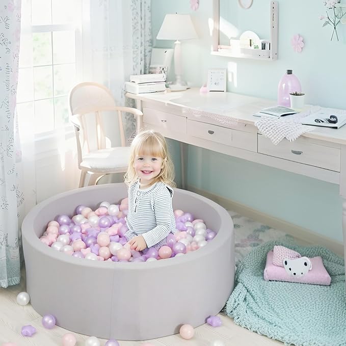 GOGOSO Balls for Ball Pit - Plastic Ball for Toddlers, Baby Kids Ball Pool Decoration 50 100 200 300 500 1000 (A Purple+Pink+White+Clear, 500 Balls)