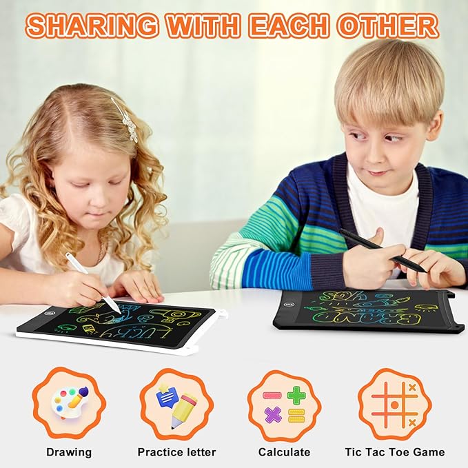 cimetech LCD Writing Tablet, 2 Pack Toddler Kids Toys, 8.5 Inch Drawing Pad, Travel Essentials Airplane Toys Road Trip Activities, Birthday Gifts for Girls Boys Age 3-8, Black and White