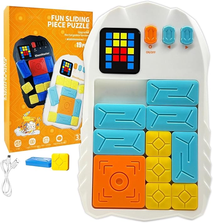 Super Slide Puzzle Game – Rechargeable Brain Teaser Unlock 500+ Levels of Electrifying Sliding Puzzles，A Dazzling Electronic Brain Challenge with Addictive Puzzle Fun for All Ages.