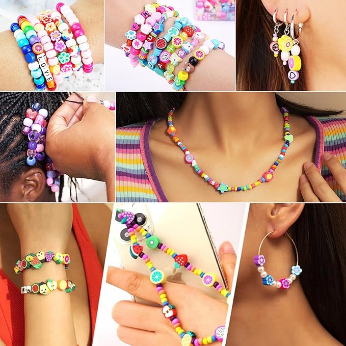 2880pcs Girls Toys Bracelet Making Kit,Beads Charm Jewelry Making Kit Supplies,Clay Beads Unicorn/Mermaid Crafts Birthday Christmas Gifts for Girls