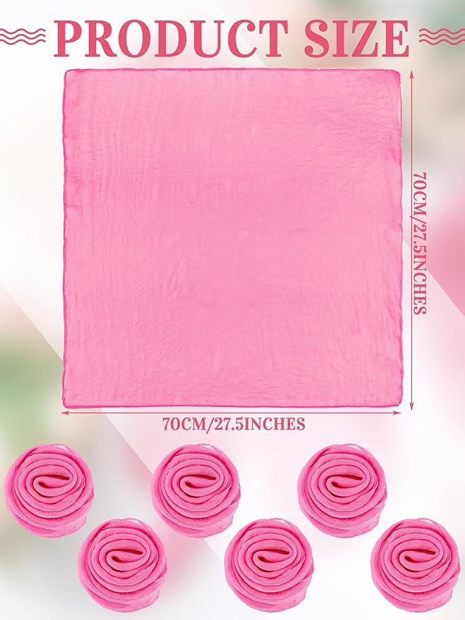 Boao 6 Pieces Chiffon Scarf 1950s Square Neck Head Scarfs Vintage Soft Polyester for Women Lady