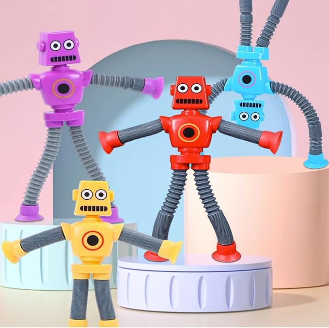 Limpskys 4Pcs Suction Cup Robot Toy,Robot Toys for Kids 3-5 5-7,Autism Sensory Products,Toys for Ages 5-7,Sensory Toys for Kids with Autism