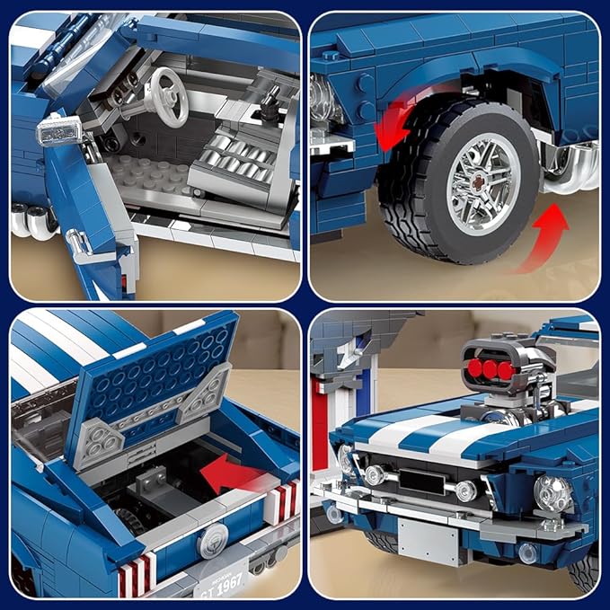 Sports GTRS Car Building Blocks Toys Boys or Adults Kits，1:10 MOC Building Set Raceing Car Model,Cars for Boys Age 14，Compatible with Lego(1680 Pcs)