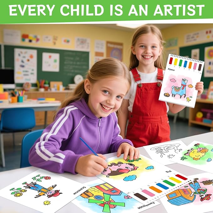 Paint with Water Coloring Books for Toddlers,Farm Theme Mess Free Watercolor Painting Papers for Kids Water Color Paint Kit Art Craft Birthday Gift for Ages 1-3, 4-8