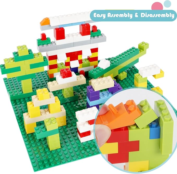 Classic Building Bricks 399 Pieces High Bulk Building Blocks & 2 PCS of Base Plate, Building Blocks Box Set Compatible with Lego Classic