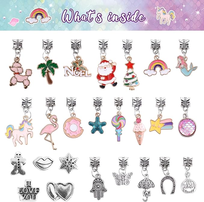 Charm Bracelet Making Kit & Unicorn/Mermaid Girl Toy- ideal Crafts for Ages 8-12 Girls who Inspire Imagination and Create Magic with Art Set and Jewelry Making Kit